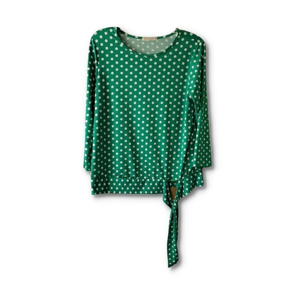 🚨007 COCO'S clozet Long Sleeve Polka Dot Tie Waist Top